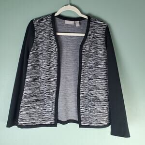 Chico's Womens Black Sweater Cardigan Banded Open Front Jacket Size 1 Medium